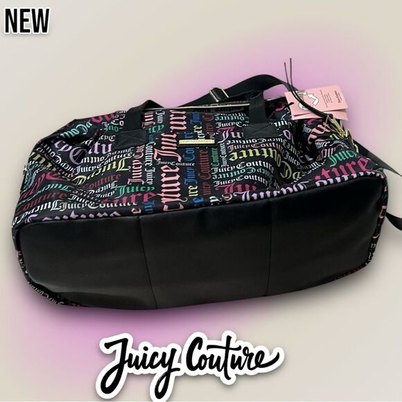 New NWT Juicy Couture Large Overnight Weekender Play On Words Printed Logo - Picture 3 of 8